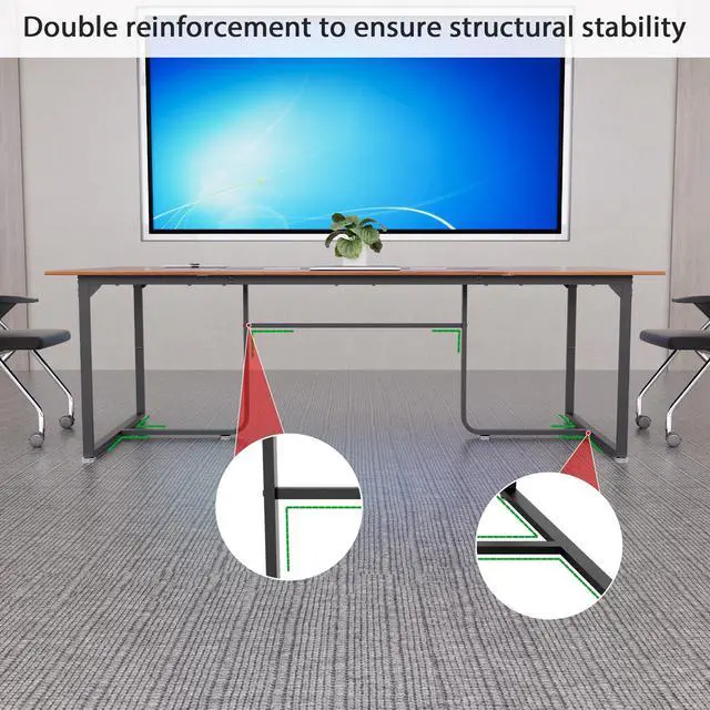Alt view image 3 of 6 - 8FT Conference Table,94.4 L x 47.2 W x30.7 H Meeting Seminar Table with Grommet,Stability Enhancement,Large Conference Room Table for Office Meeting (Brown)