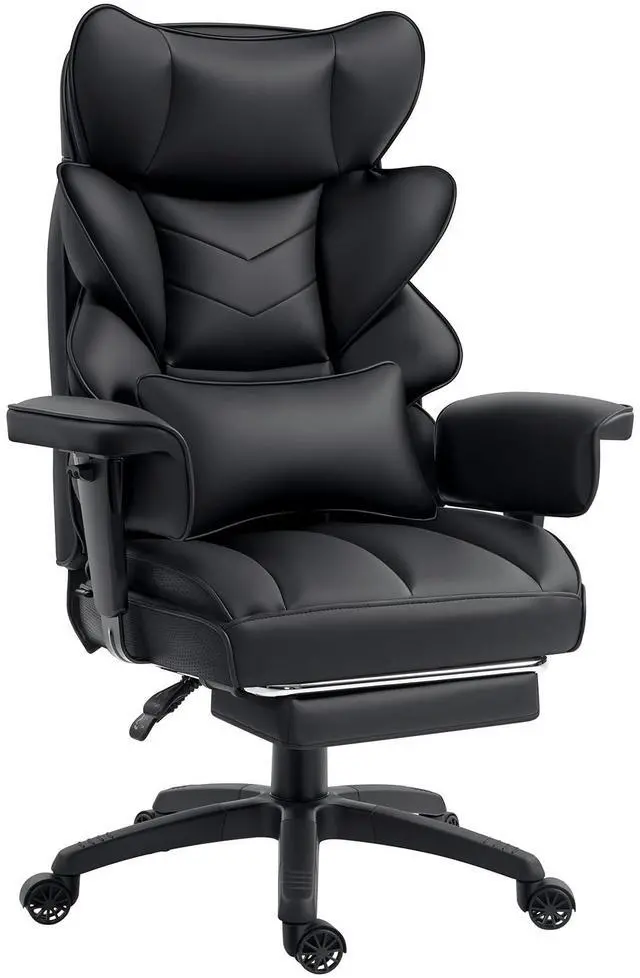 Main image of Office Chair,Executive Ergonomic Office Chair with Pocket Spring Cushion, High Back Computer Gaming Chair with Adjustable Armrests, Lumbar Support, Footrest, Executive Chair - Black PU Leather