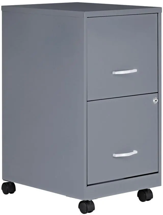Main image of LYS Chrome Pull F/F Mobile File Cabinet, Silver