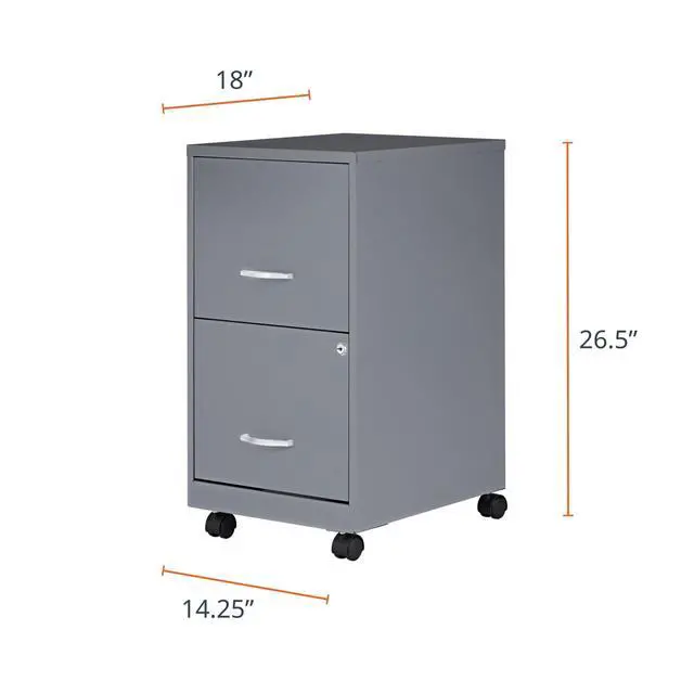 Alt view image 2 of 7 - LYS Chrome Pull F/F Mobile File Cabinet, Silver