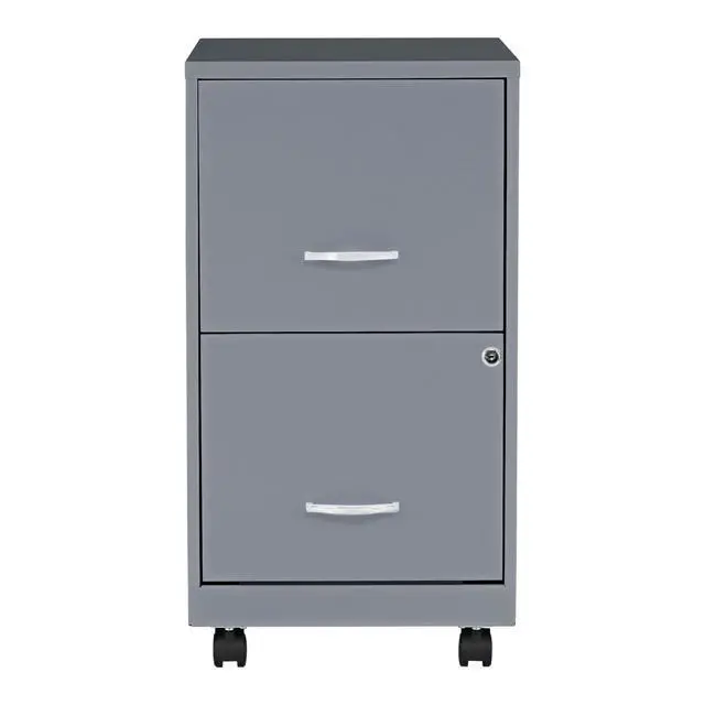 Alt view image 3 of 7 - LYS Chrome Pull F/F Mobile File Cabinet, Silver