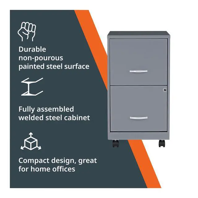 Alt view image 4 of 7 - LYS Chrome Pull F/F Mobile File Cabinet, Silver