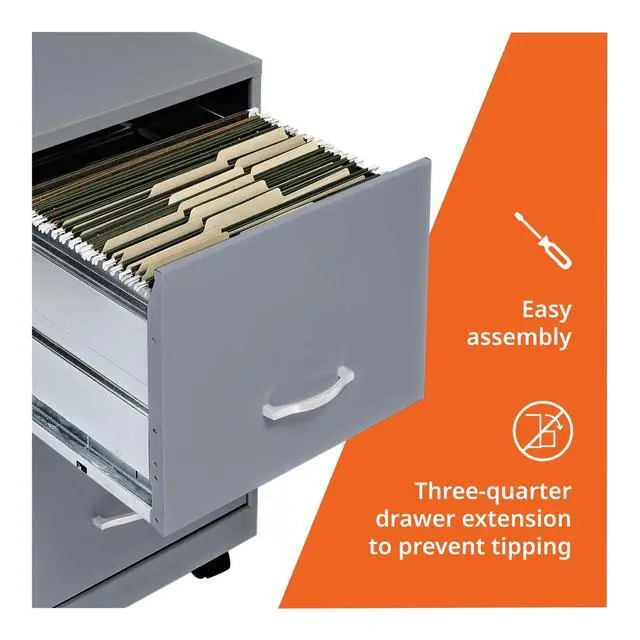 Alt view image 6 of 7 - LYS Chrome Pull F/F Mobile File Cabinet, Silver