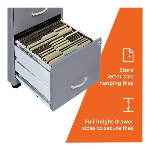 Alt view image 5 of 7 - LYS Chrome Pull F/F Mobile File Cabinet, Silver