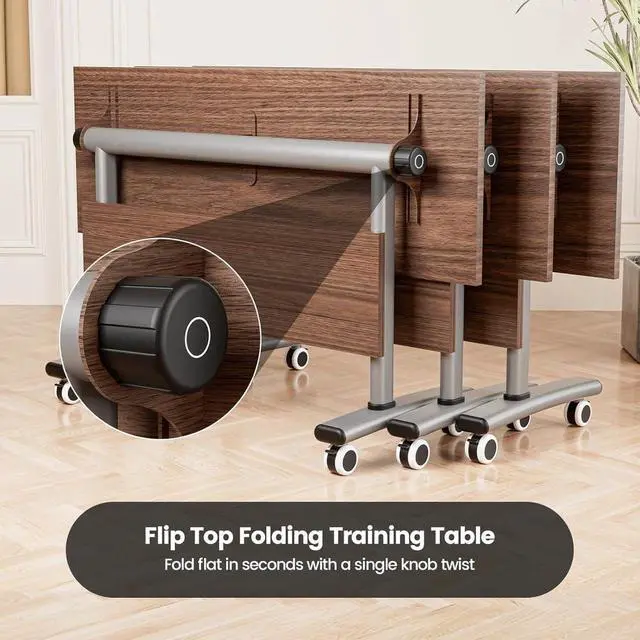 Alt view image 6 of 7 - Commercial Folding Conference Room Tables,Modern Meeting Tables,Mobile Training Table with Wheels,Flip Top Rolling Seminar Meeting Table for Training Center,Meeting,Classroom,Office