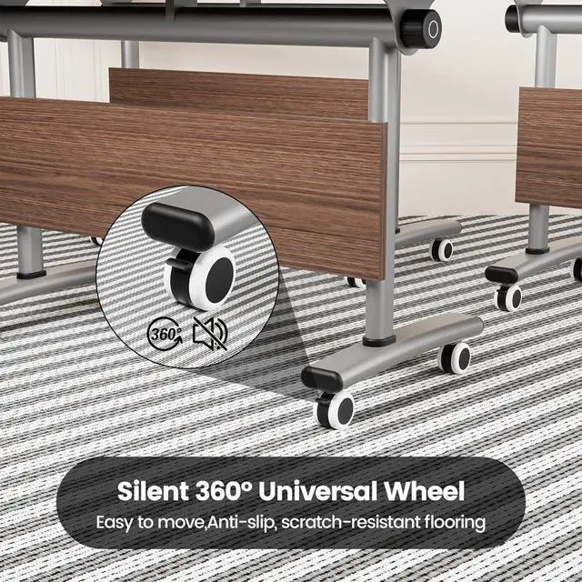 Alt view image 7 of 7 - Commercial Folding Conference Room Tables,Modern Meeting Tables,Mobile Training Table with Wheels,Flip Top Rolling Seminar Meeting Table for Training Center,Meeting,Classroom,Office