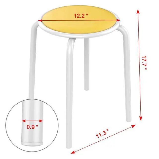 Alt view image 3 of 7 - Padded Stackable Stools Set of 5, Flexible Seating, Vibrant Tones | Foam-padded faux-leather seats, stackable metal frames, up to 276 lb each; comfy vibrant seating for classroom or home