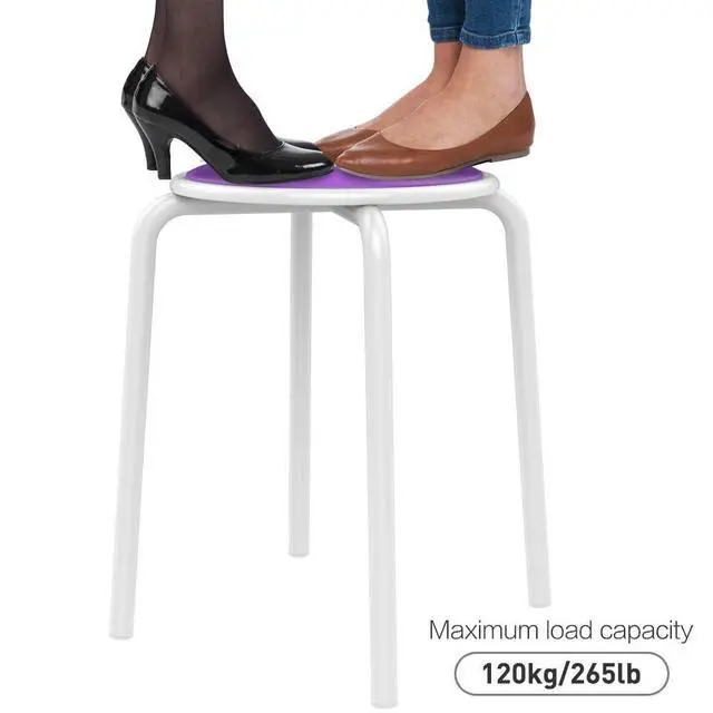 Alt view image 7 of 7 - Padded Stackable Stools Set of 5, Flexible Seating, Vibrant Tones | Foam-padded faux-leather seats, stackable metal frames, up to 276 lb each; comfy vibrant seating for classroom or home