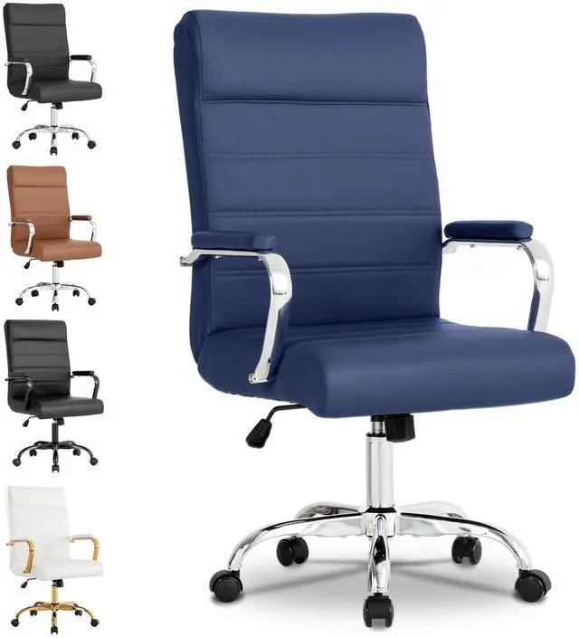 Main image of Modern Office Desk Chair, Conference Room Chairs, High Back Ergonomic Home ofiice Chair, Adjustable Height Swivel Executive Computer Chair with Armrest and Padded Seat (Blue)