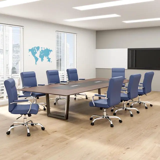 Alt view image 2 of 7 - Modern Office Desk Chair, Conference Room Chairs, High Back Ergonomic Home ofiice Chair, Adjustable Height Swivel Executive Computer Chair with Armrest and Padded Seat (Blue)