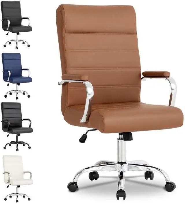 Main image of Modern Office Desk Chair, Conference Room Chairs, High Back Ergonomic Home ofiice Chair, Adjustable Height Swivel Executive Computer Chair with Padded Seat and Armrest (Brown)