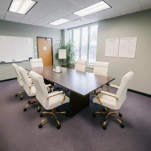 Alt view image 2 of 7 - White and Gold Office Desk Chair, Modern Leather Conference Room Chairs, High Back Ergonomic Home ofiice Chair, Adjustable Height Swivel Executive Computer Chair with Padded Seat and Armrest