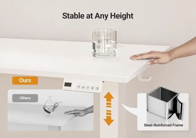 Alt view image 7 of 7 - Electric Standing Desk Adjustable Height, 48 x 24 Inch Sit Stand Desk with T-Shaped Frame, 3 Memory Presets & Cable Management for Home Office Computer Workstation, White Frame/White Top