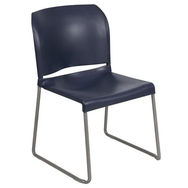 Alt view image 3 of 7 - Hercules Stack Chair, Gray | Sled Base, Powder Coated, Contoured, 880 LBS. Weight Capacity