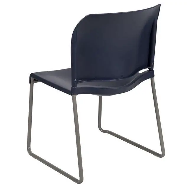 Alt view image 6 of 7 - Hercules Stack Chair, Gray | Sled Base, Powder Coated, Contoured, 880 LBS. Weight Capacity