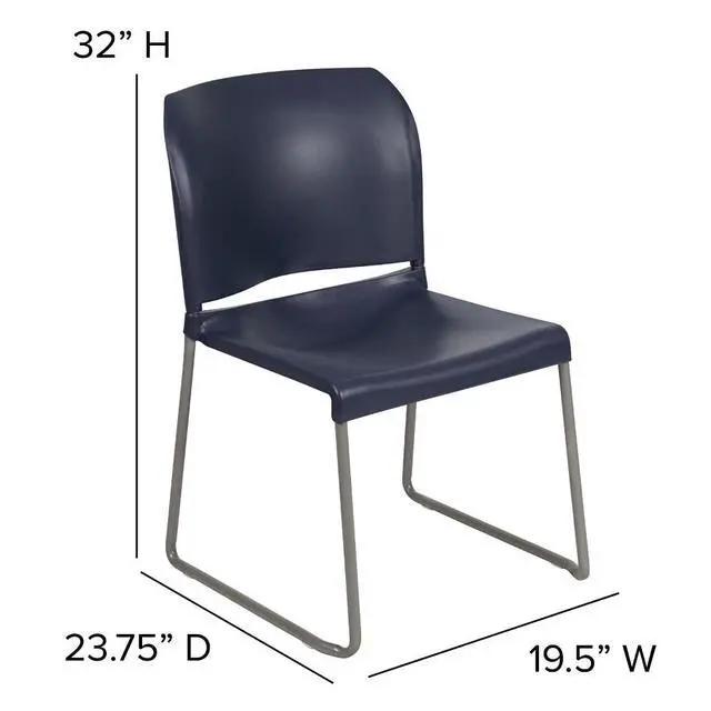 Alt view image 5 of 7 - Hercules Stack Chair, Gray | Sled Base, Powder Coated, Contoured, 880 LBS. Weight Capacity