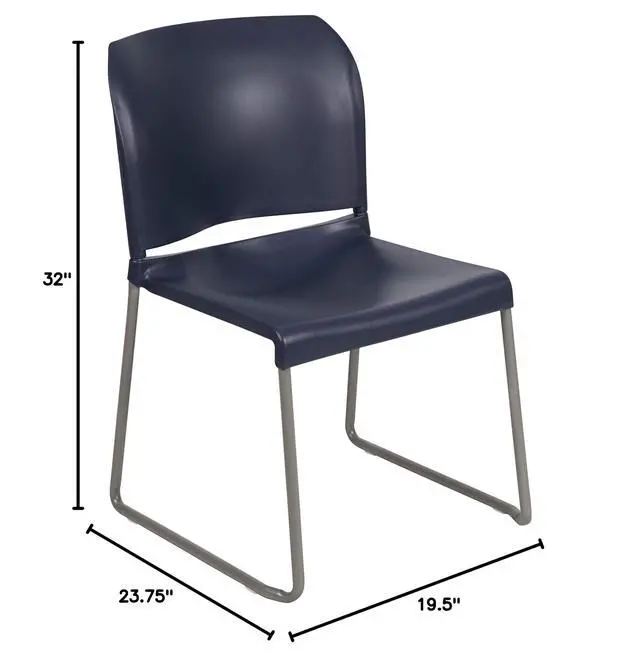 Alt view image 2 of 7 - Hercules Stack Chair, Gray | Sled Base, Powder Coated, Contoured, 880 LBS. Weight Capacity
