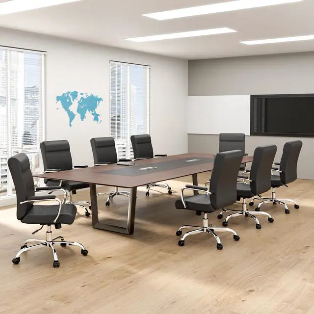 Alt view image 2 of 7 - Office Desk Chair,Modern Leather Conference Room Chairs,High Back Ergonomic Home ofiice Chair,Adjustable Height Swivel Executive Computer Chair with Armrest and Padded Seat,Black