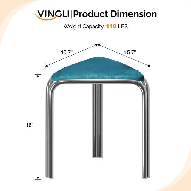 Alt view image 3 of 7 - 18 Inch Stackable Triangular Stools 4 Pack, Colorful Velvet Padded | Metal Frame Stacking Stool, Space-saving, Portable Nesting Benches, Decoration for Home Kitchen Dining Room Cafe