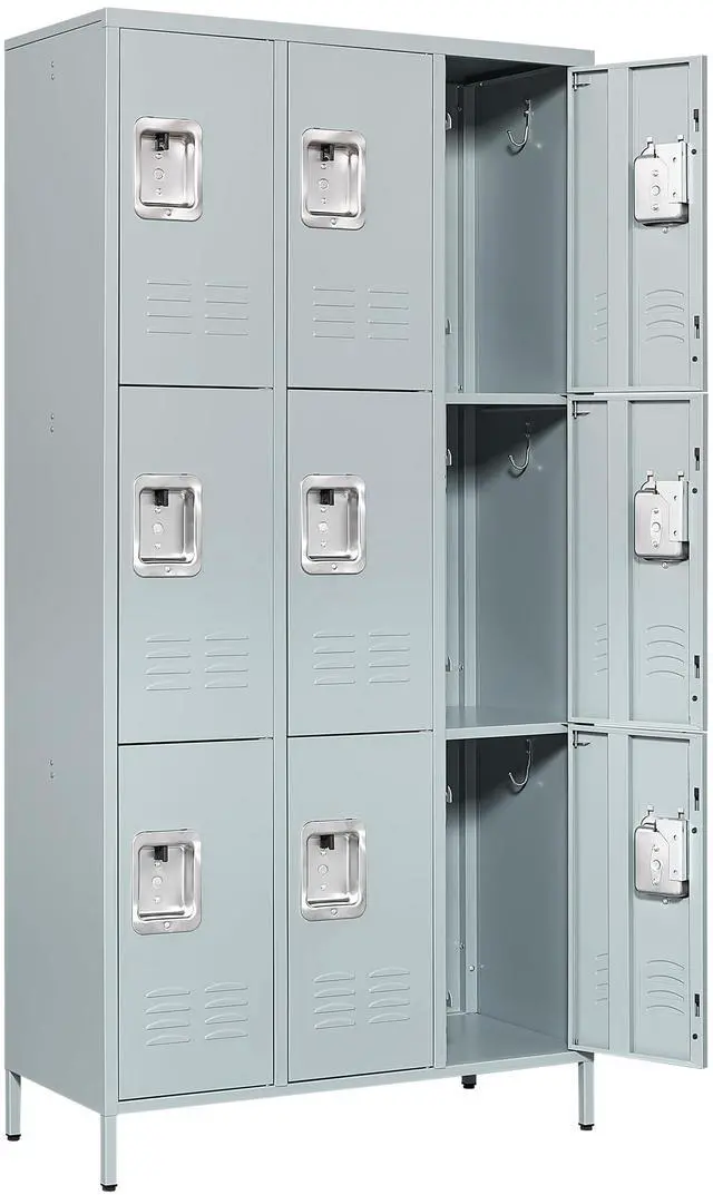 Main image of Metal Lockers for Employees - 9 Door Steel Large School Office Home Gym Garage Locker Cabinet