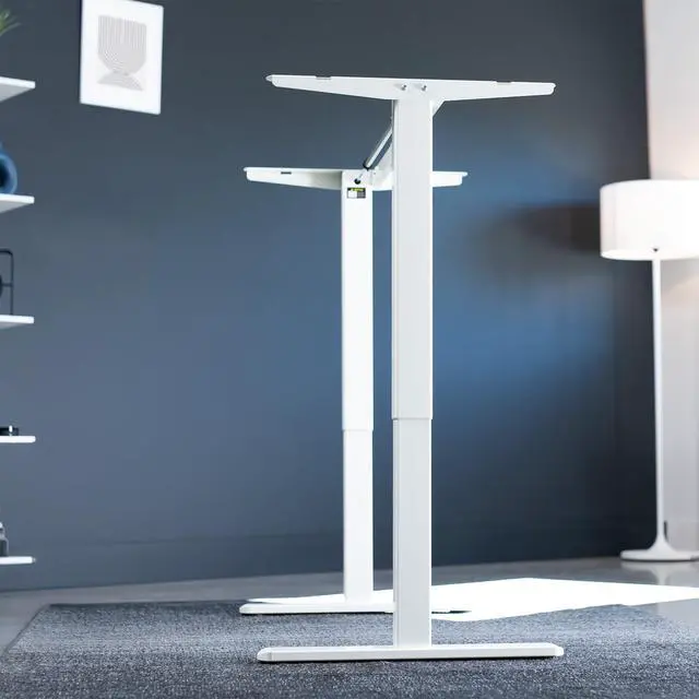 Alt view image 2 of 7 - White Single Motor Electric Standing Desk Frame, DESK-V100EW | Height Adjustable, Holds up to 154 lbs, Sit Stand Ergonomic Base, Standing Desk Legs, Simple Controller, Frame Only