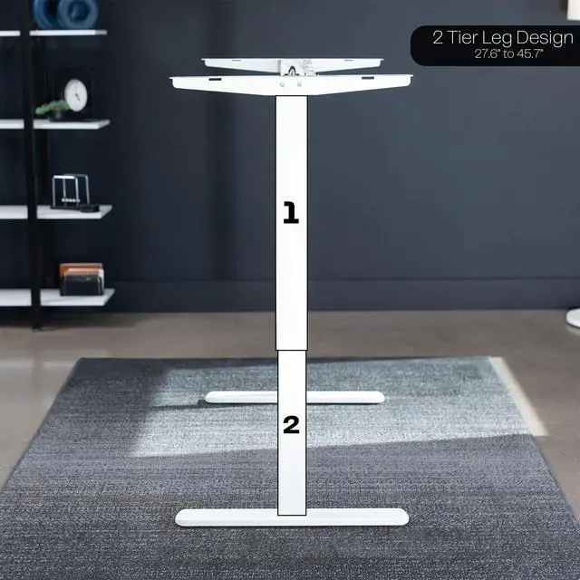 Alt view image 4 of 7 - White Single Motor Electric Standing Desk Frame, DESK-V100EW | Height Adjustable, Holds up to 154 lbs, Sit Stand Ergonomic Base, Standing Desk Legs, Simple Controller, Frame Only