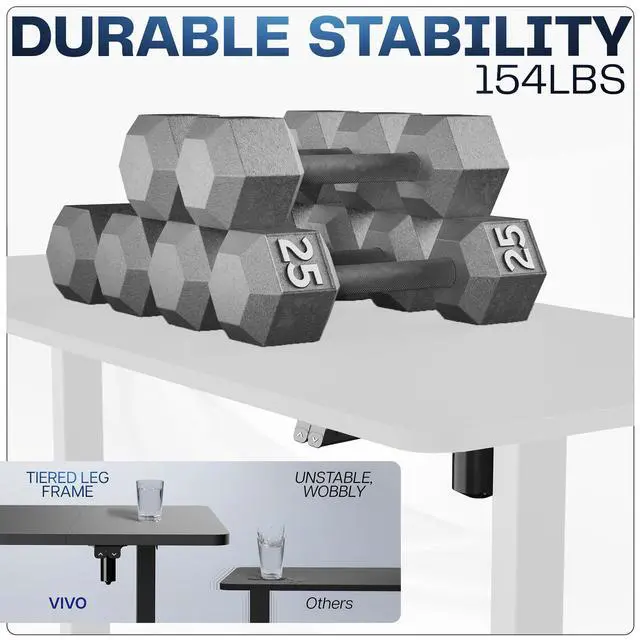 Alt view image 7 of 7 - White Single Motor Electric Standing Desk Frame, DESK-V100EW | Height Adjustable, Holds up to 154 lbs, Sit Stand Ergonomic Base, Standing Desk Legs, Simple Controller, Frame Only
