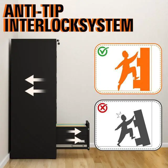 Alt view image 7 of 7 - 4 Drawer File Cabinet with Lock,Vertical Filing Storage Cabinet | File Cabinet for Home Office,Small Metal Storage Cabinets for Letter/Legal/A4/F4 Documents,Assembly Required