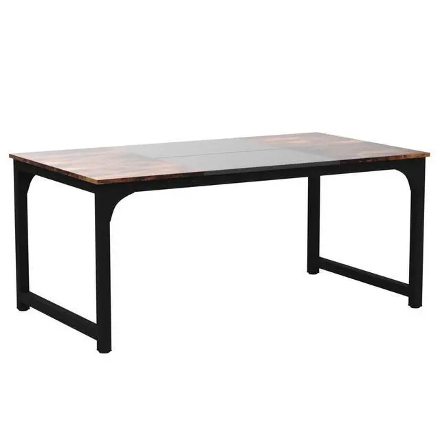Alt view image 4 of 7 - Conference Table, 6FT Meeting Seminar Table Rectangular Meeting Room Table, 70.8L x 31.5W x 29.5H, Rustic Brown/Black