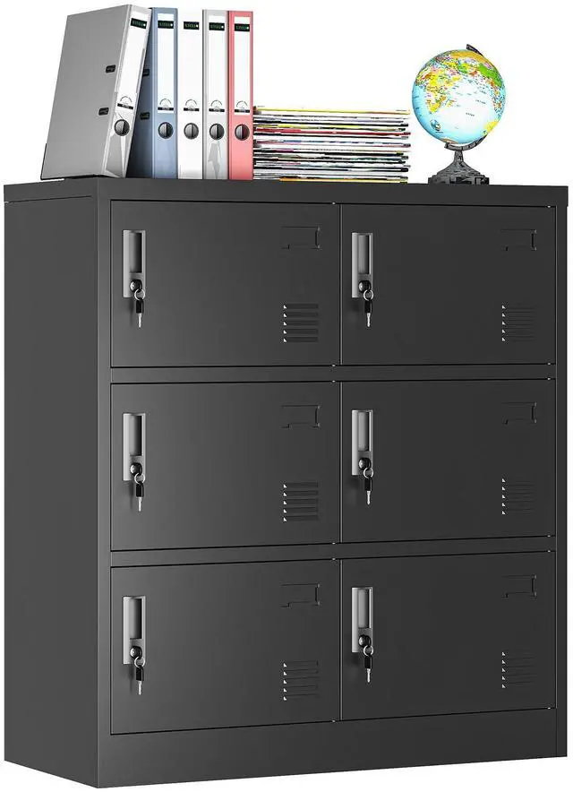 Main image of 6 Doors Metal Locker for Employees, Lockable Storage Lockers for Home Office School Gym, Unassembled, Black