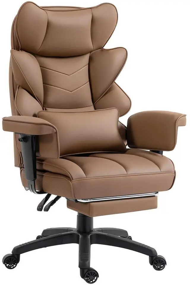 Main image of Office Chair,Executive Ergonomic Office Chair with Pocket Spring Cushion, High Back Computer Gaming Chair with Adjustable Armrests, Lumbar Support, Footrest, Executive Chair - Brown PU Leather