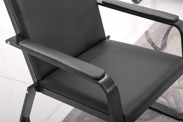 Alt view image 5 of 6 - Waiting Room Chair with Armrest PU Leather Office Waiting Room Furniture, Office Guest Seating Lobby Conference Reception Chairs for Airport Clinic Hospital Bank Salon Barber