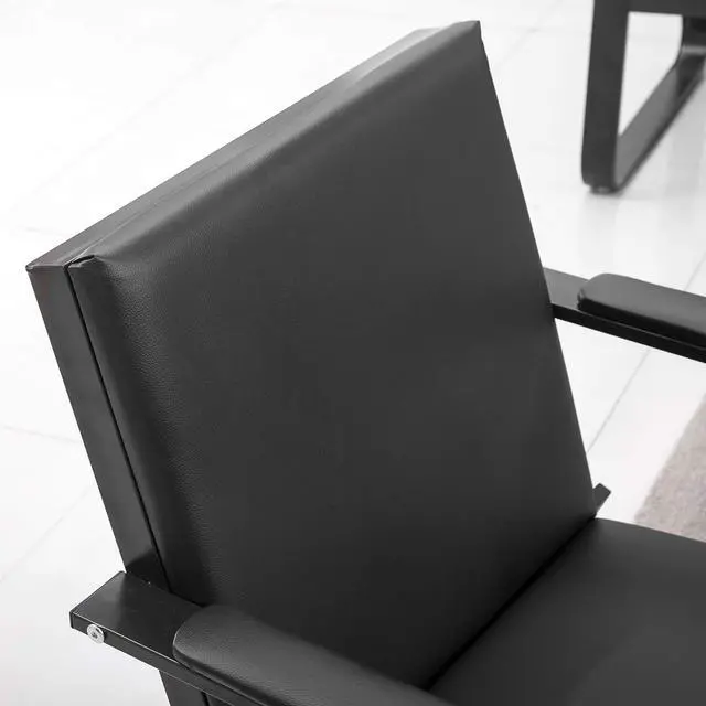 Alt view image 6 of 6 - Waiting Room Chair with Armrest PU Leather Office Waiting Room Furniture, Office Guest Seating Lobby Conference Reception Chairs for Airport Clinic Hospital Bank Salon Barber