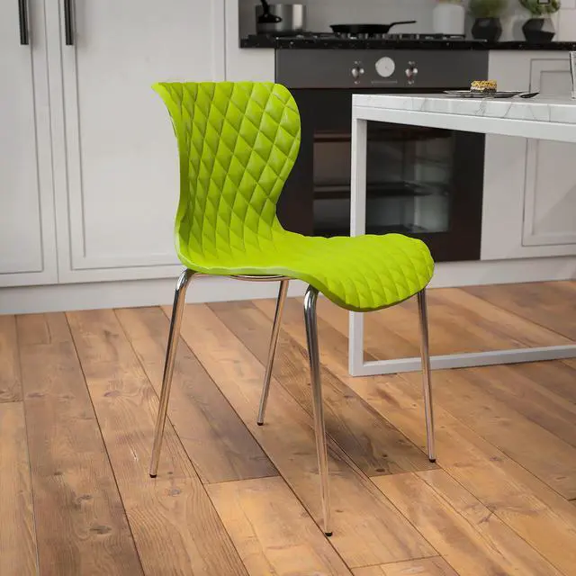 Main image of Contemporary Design Citrus Green Plastic Stack Chair | Contemporary, Contoured Back and Seat, Waterfall Seat