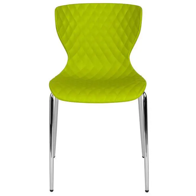 Alt view image 5 of 7 - Contemporary Design Citrus Green Plastic Stack Chair | Contemporary, Contoured Back and Seat, Waterfall Seat