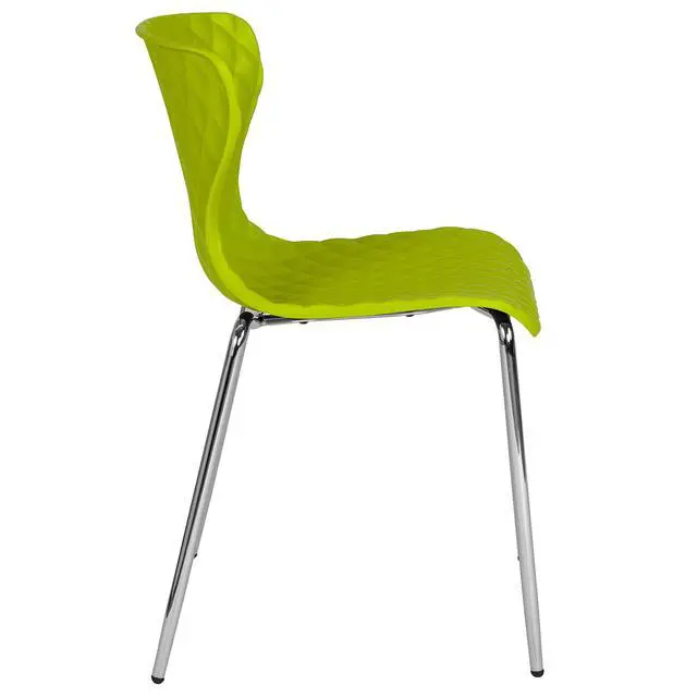 Alt view image 6 of 7 - Contemporary Design Citrus Green Plastic Stack Chair | Contemporary, Contoured Back and Seat, Waterfall Seat