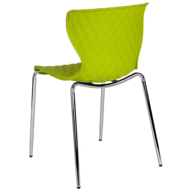 Alt view image 7 of 7 - Contemporary Design Citrus Green Plastic Stack Chair | Contemporary, Contoured Back and Seat, Waterfall Seat