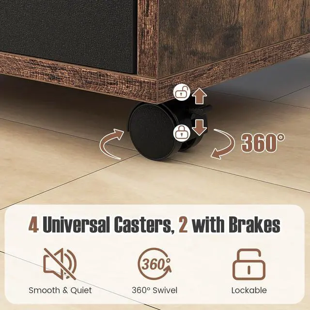 Alt view image 6 of 7 - 5 Drawers File Cabinet, Vertical Filing Cabinet w/ 2-Tone Design | Under Desk Mobile Storage Organizer, Office Storage Cabinet with Wheels, Ideal for Apartment, Home Office, Living Room