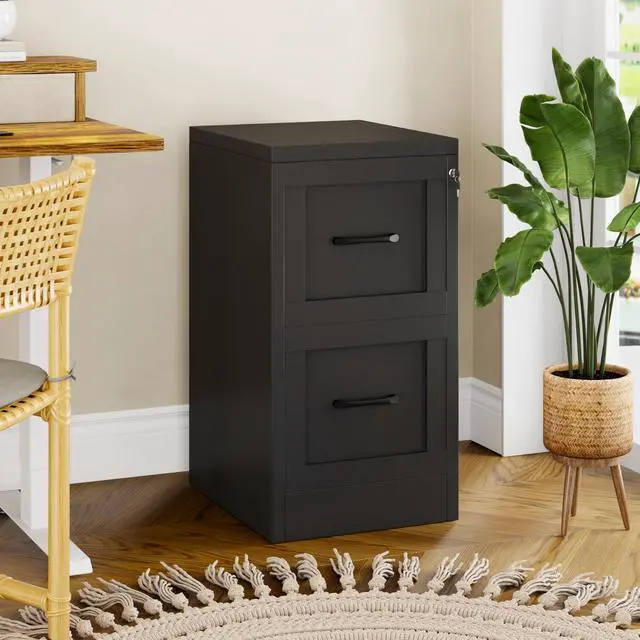 Alt view image 7 of 7 - Metal Vertical File Cabinet with Lock, Home Office File Cabinet | 2 Drawer Under Desk Cabinet, Metal Filing Cabinet, Black Lockable Storage Cabinet, Fits Letter/Legal/A4 Size