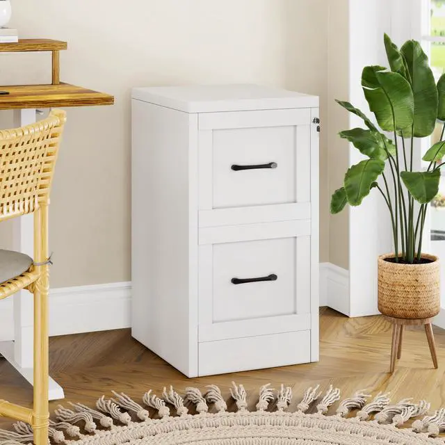 Alt view image 6 of 7 - Metal Vertical File Cabinet with Lock, Locked Under Desk Cabinet | 2 Drawer Filing Cabinet for Home Office, Metal Filing Cabinet, White Lockable Storage Cabinet, Fits Letter/Legal/A4 Size
