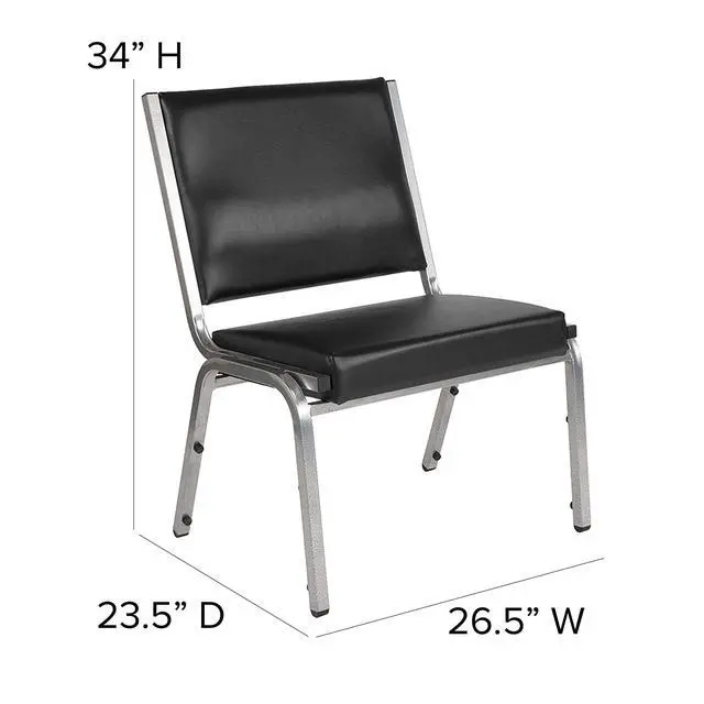 Alt view image 2 of 7 - Black Antimicrobial Bariatric Medical Chair | Vinyl Upholstery, Armless Design, Commercial Use
