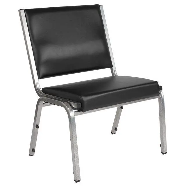 Alt view image 3 of 7 - Black Antimicrobial Bariatric Medical Chair | Vinyl Upholstery, Armless Design, Commercial Use