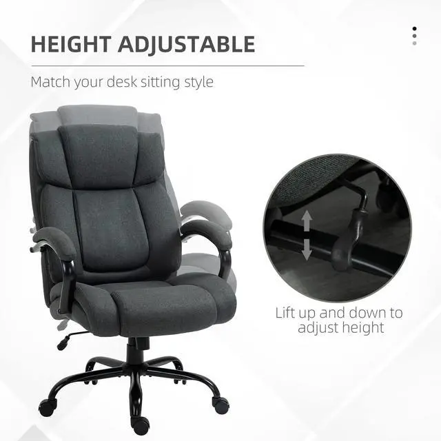 Alt view image 5 of 7 - Big and Tall Executive Office Chair 485lbs Tilt Charcoal Gray | Wide Seat, High Back Computer Desk Chair, Adjustable Height
