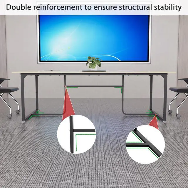 Alt view image 3 of 7 - 8FT Conference Table,94.4 L x 47.2 W x30.7 H Meeting Seminar Table with Grommet,Stability Enhancement,Large Conference Room Table for Office Meeting (Wood)
