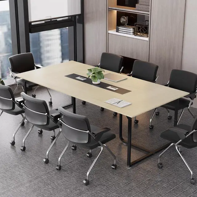Alt view image 7 of 7 - 8FT Conference Table,94.4 L x 47.2 W x30.7 H Meeting Seminar Table with Grommet,Stability Enhancement,Large Conference Room Table for Office Meeting (Wood)