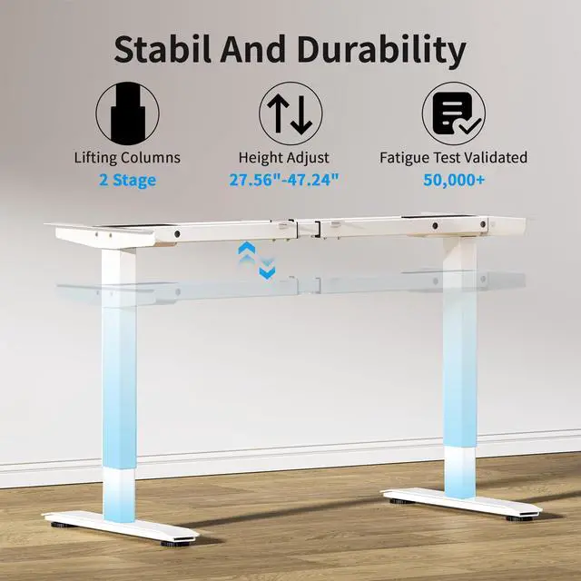 Alt view image 4 of 7 - Dual Motor Electric Standing Desk Frame with Memory Controller, Computer Memory Desk Adjustable Table Legs Up to 47.2" for Home Office, Glossy White