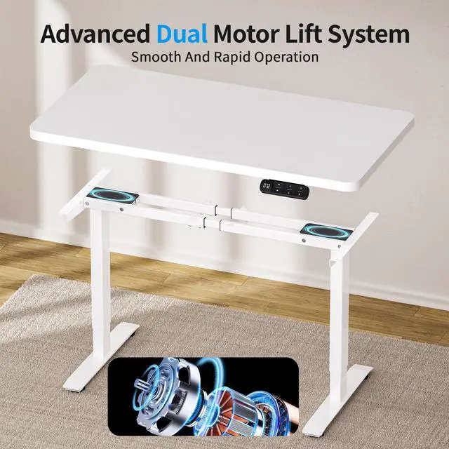 Alt view image 5 of 7 - Dual Motor Electric Standing Desk Frame with Memory Controller, Computer Memory Desk Adjustable Table Legs Up to 47.2" for Home Office, Glossy White