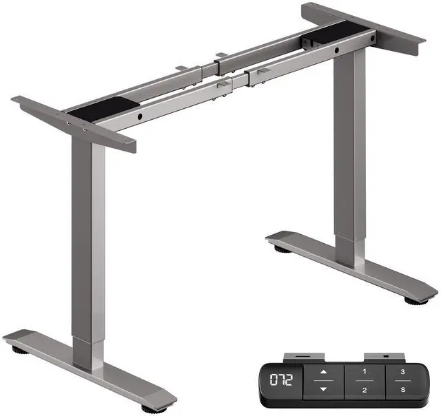 Main image of Dual Motor Electric Standing Desk Frame with Memory Controller, Computer Memory Desk Adjustable Table Legs Up to 47.2" for Home and Office, Metallic Silver