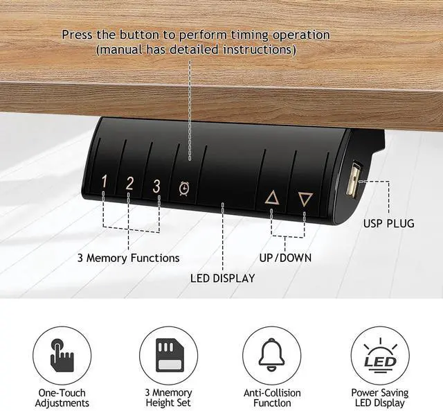 Alt view image 4 of 7 - Electric Standing Desk 71 x 28 Inches Adjustable Height Sit Stand Up Desk for Home Office Computer Desk Memory Preset with Wheels, Oak