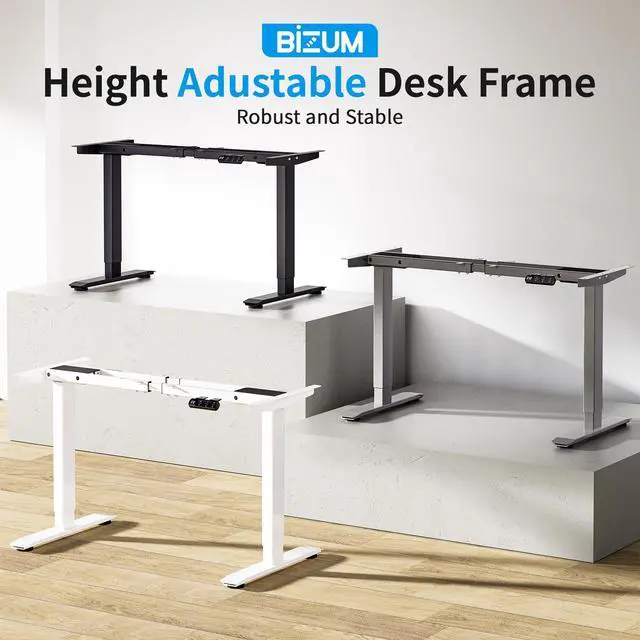 Alt view image 3 of 7 - Dual Motor Electric Standing Desk Frame with Memory Controller, Computer Memory Desk Adjustable Table Legs Up to 47.2" for Home Office, Glossy White